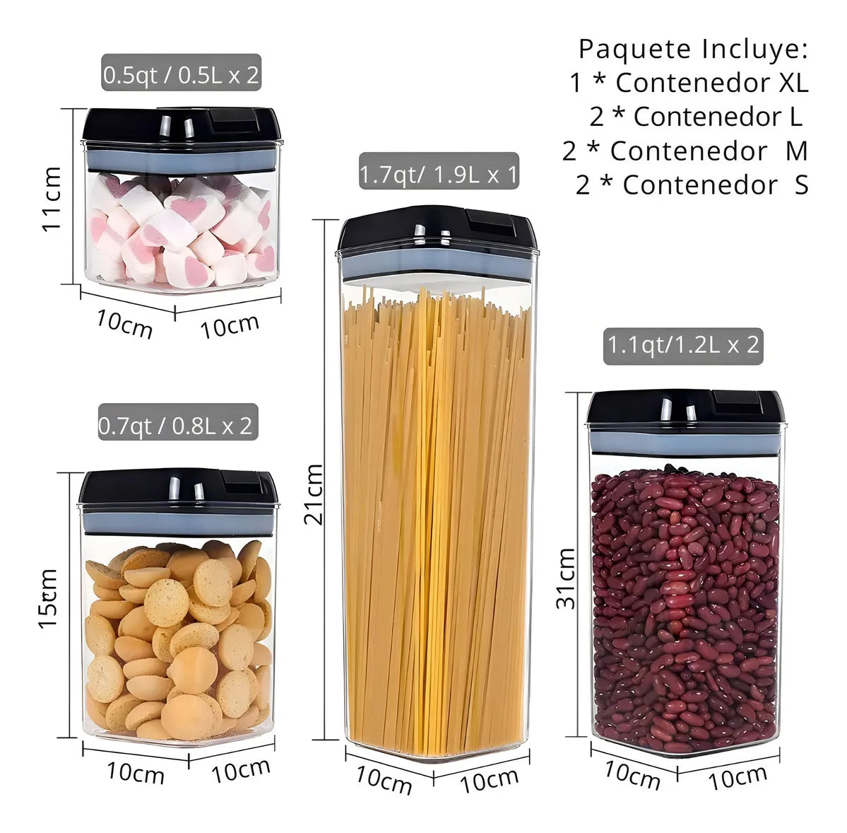 Set de 7 Contenedores Herméticos Para Alimentos